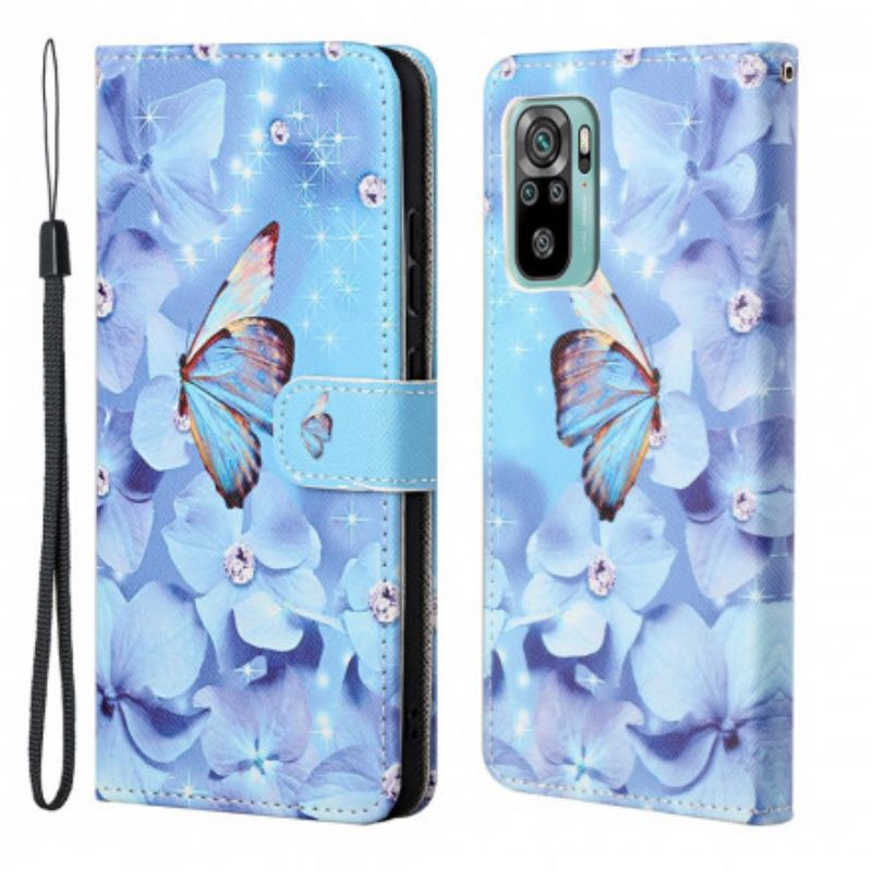 Fodral För Xiaomi Redmi 10 Diamond Strappy Butterflies
