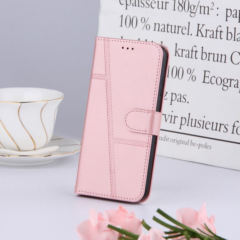 Fodral Xiaomi Redmi 10 Geometriskt Läderband