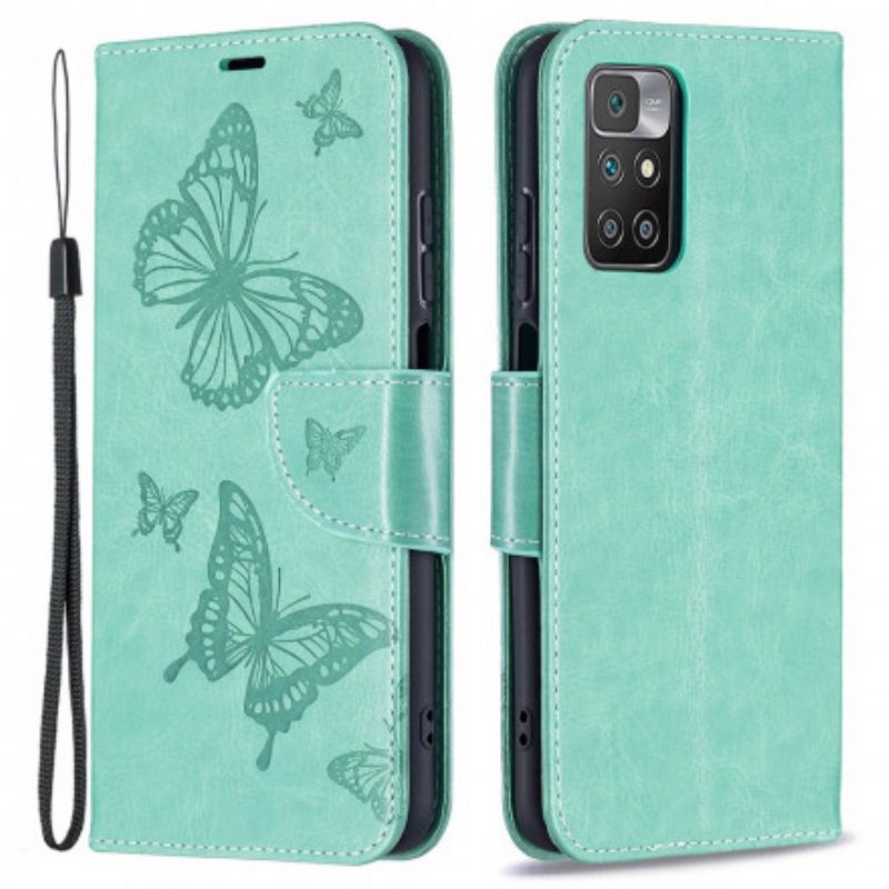 Skyddsfodral Xiaomi Redmi 10 Butterflies Print Strappy