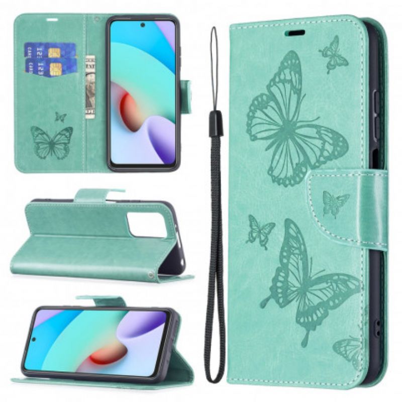 Skyddsfodral Xiaomi Redmi 10 Butterflies Print Strappy