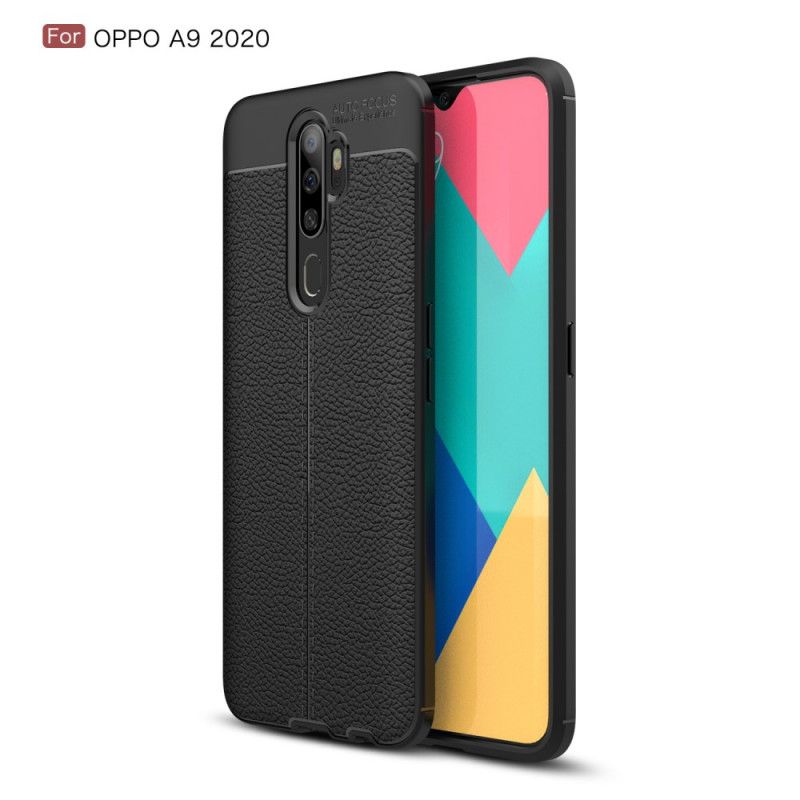 Skal för Oppo A5 2020 Svart Dubbel Linjelychee-Effekt