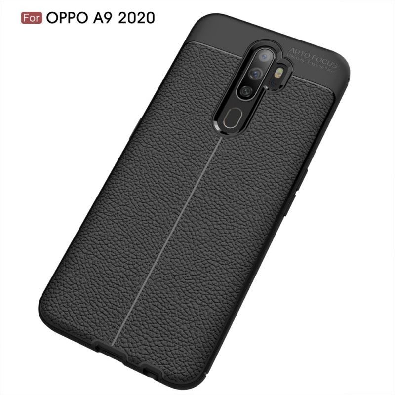 Skal för Oppo A5 2020 Svart Dubbel Linjelychee-Effekt