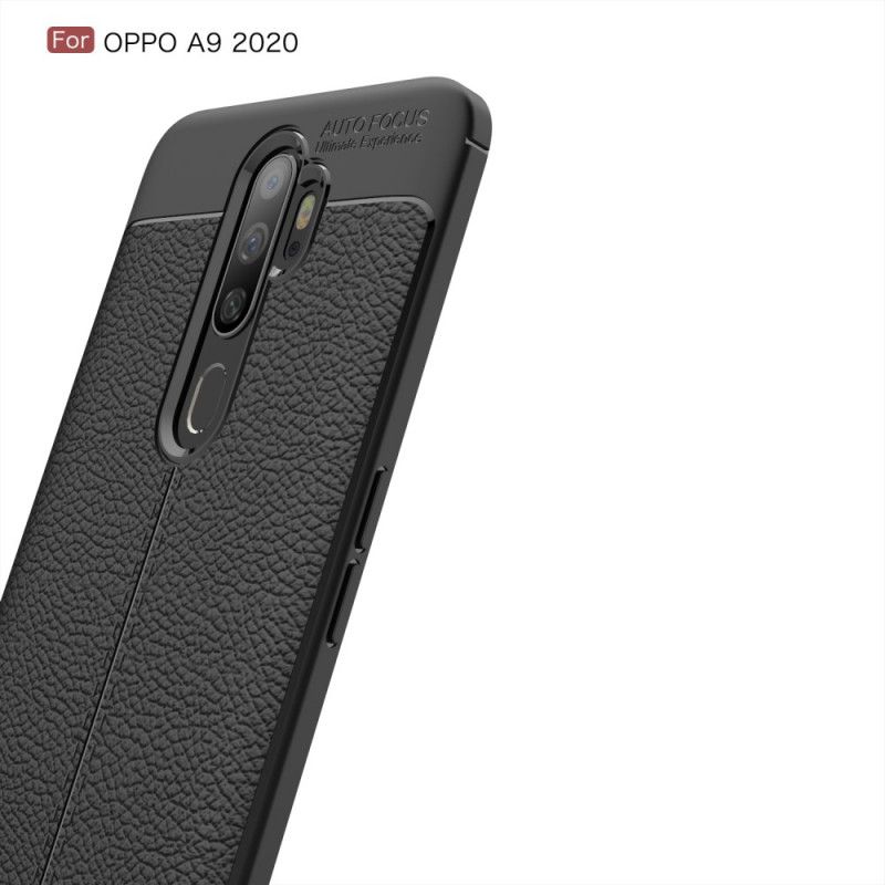 Skal för Oppo A5 2020 Svart Dubbel Linjelychee-Effekt