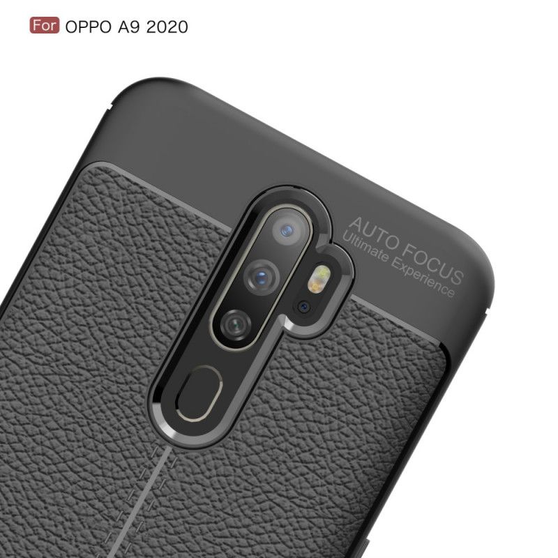 Skal för Oppo A5 2020 Svart Dubbel Linjelychee-Effekt