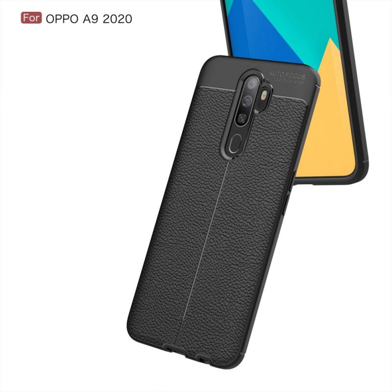 Skal för Oppo A5 2020 Svart Dubbel Linjelychee-Effekt