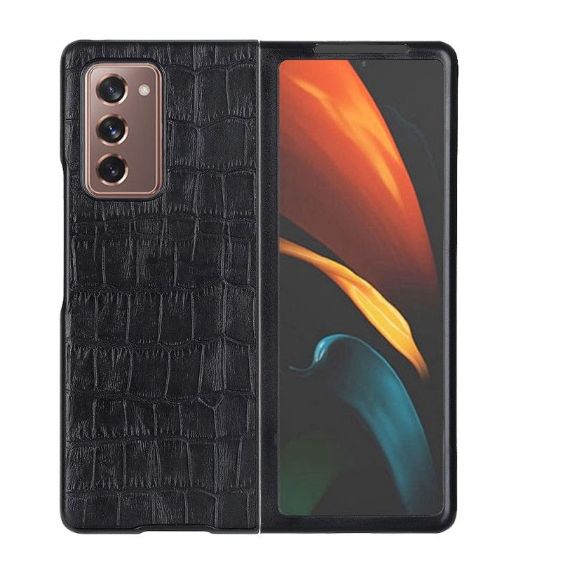 Skal för Samsung Galaxy Z Fold 2 Svart Äkta Krokodilskinn