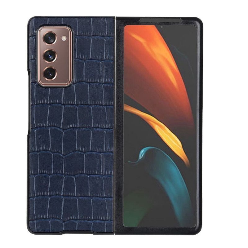 Skal för Samsung Galaxy Z Fold 2 Svart Äkta Krokodilskinn