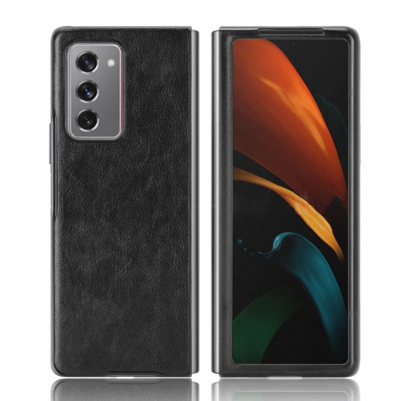 Skal Samsung Galaxy Z Fold 2 Svart Mobilskal Litchiimitationsläder