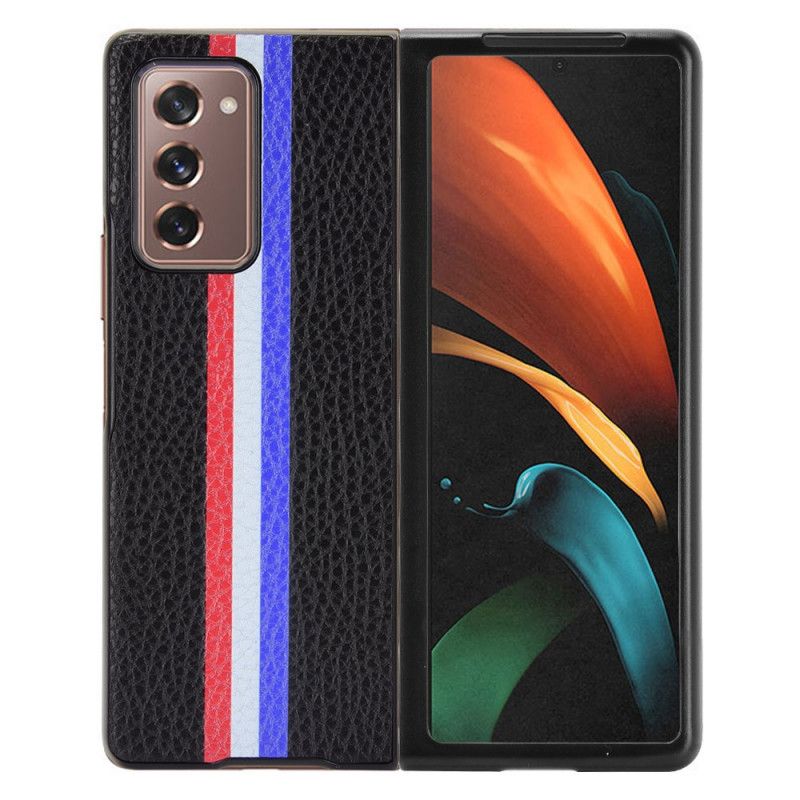 Skal Samsung Galaxy Z Fold 2 Svart Tricolor Lychee Imiterat Läder