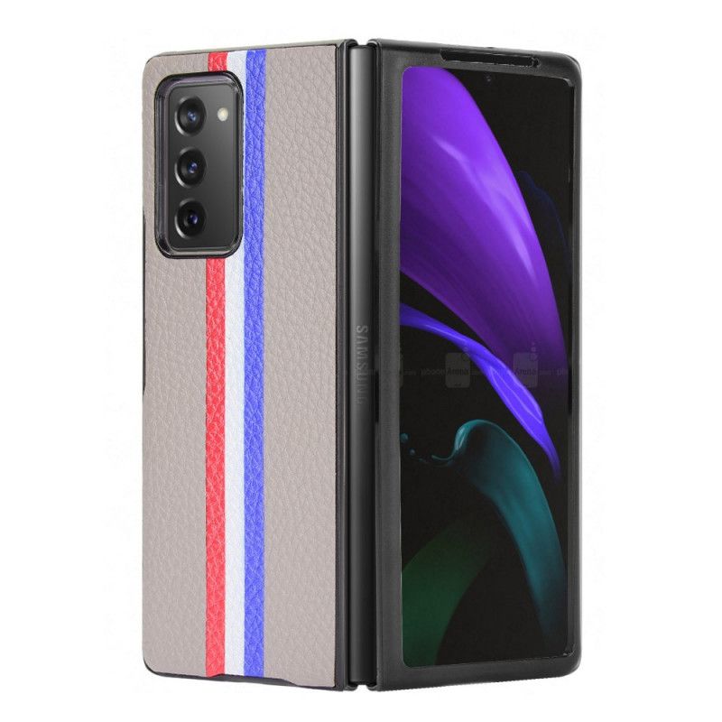 Skal Samsung Galaxy Z Fold 2 Svart Tricolor Lychee Imiterat Läder