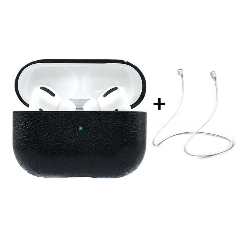 Skal AirPods Pro Svart Konstläder Med Prinshatt Sladd