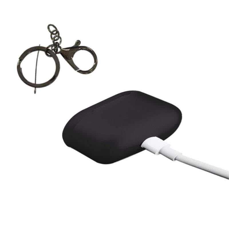 Skal AirPods Pro Svart Silikon Med Nyckelring Och Snäppkrok Fäst