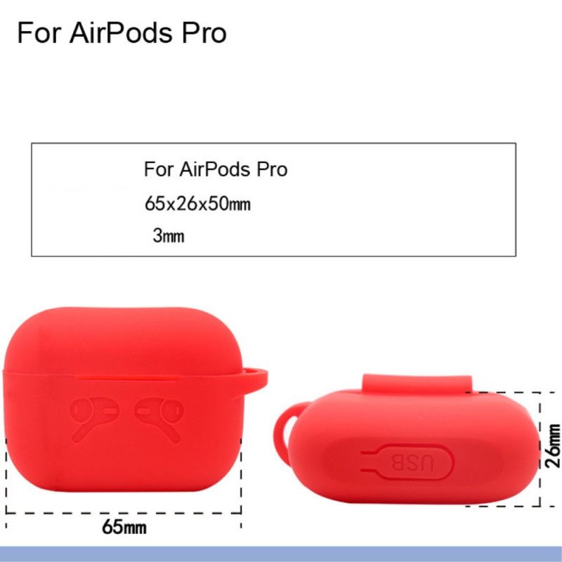 Skal för AirPods Pro Svart Silikon Med Rena Färger Med Karbinhake