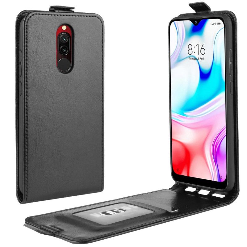 Fodral Xiaomi Redmi 8 Svart Vikbar Lädereffekt