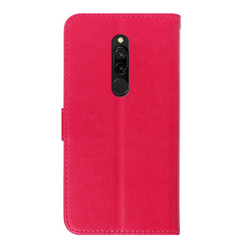 Läderfodral Xiaomi Redmi 8 Magenta Fjäril Charm