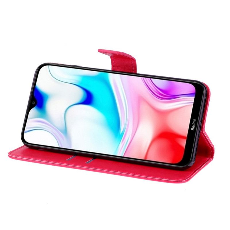 Läderfodral Xiaomi Redmi 8 Magenta Fjäril Charm