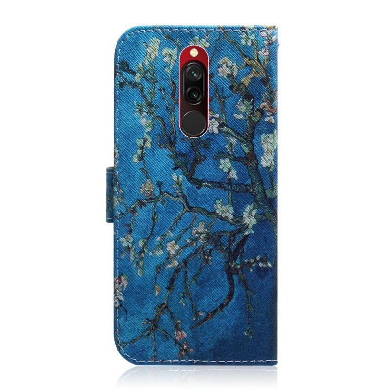 Läderfodral Xiaomi Redmi 8 Mobilskal Blommande Trädgren