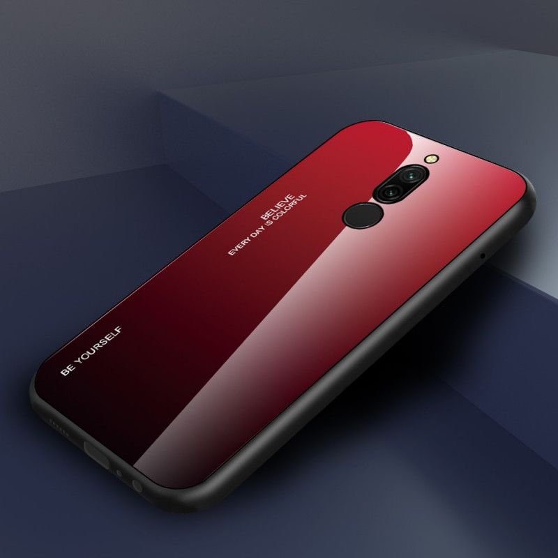 Skal Xiaomi Redmi 8 Röd Var Dig Själv Härdat Glas