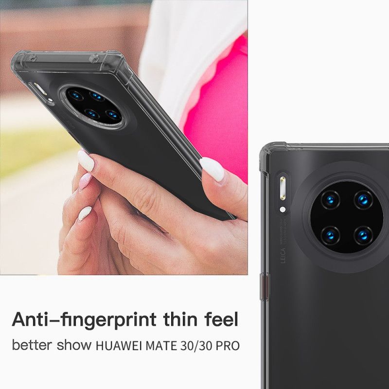 Skal Huawei Mate 30 Svart Genomskinliga Kuddar Med Leeu-Skydd