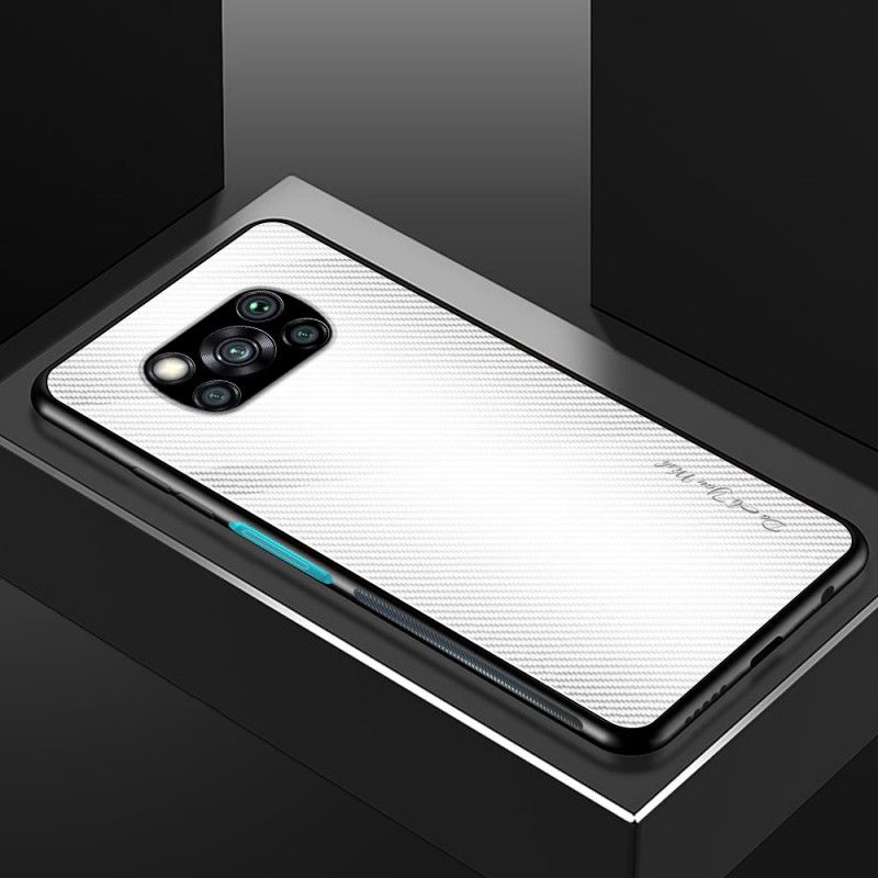 Skal Xiaomi Poco X3 Svart Mobilskal Kolfiberhärdat Glas