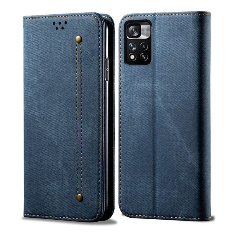 Folio-fodral För Xiaomi Redmi Note 11 / Poco M4 Pro 5g Denimtyg