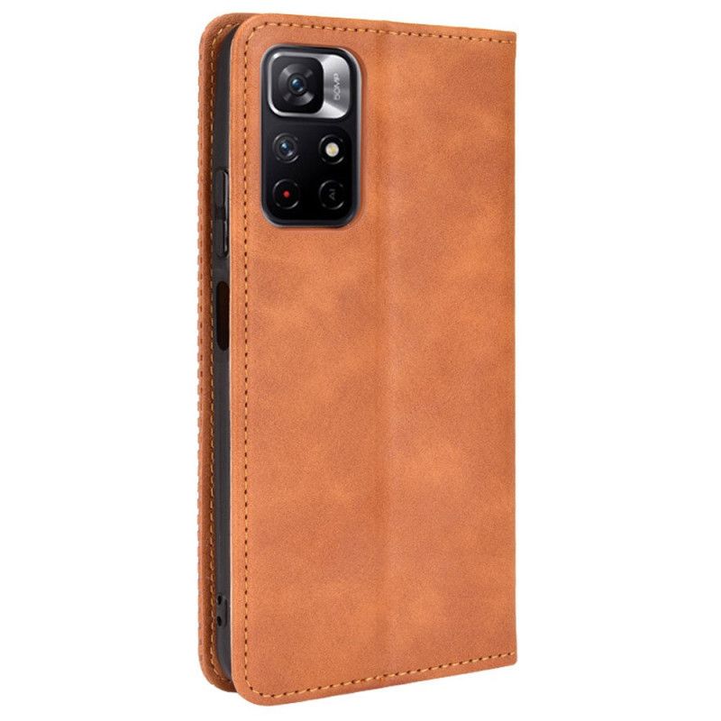 Folio-fodral Xiaomi Redmi Note 11 / Poco M4 Pro 5g Telefonfodral Stiliserad Vintage Lädereffekt