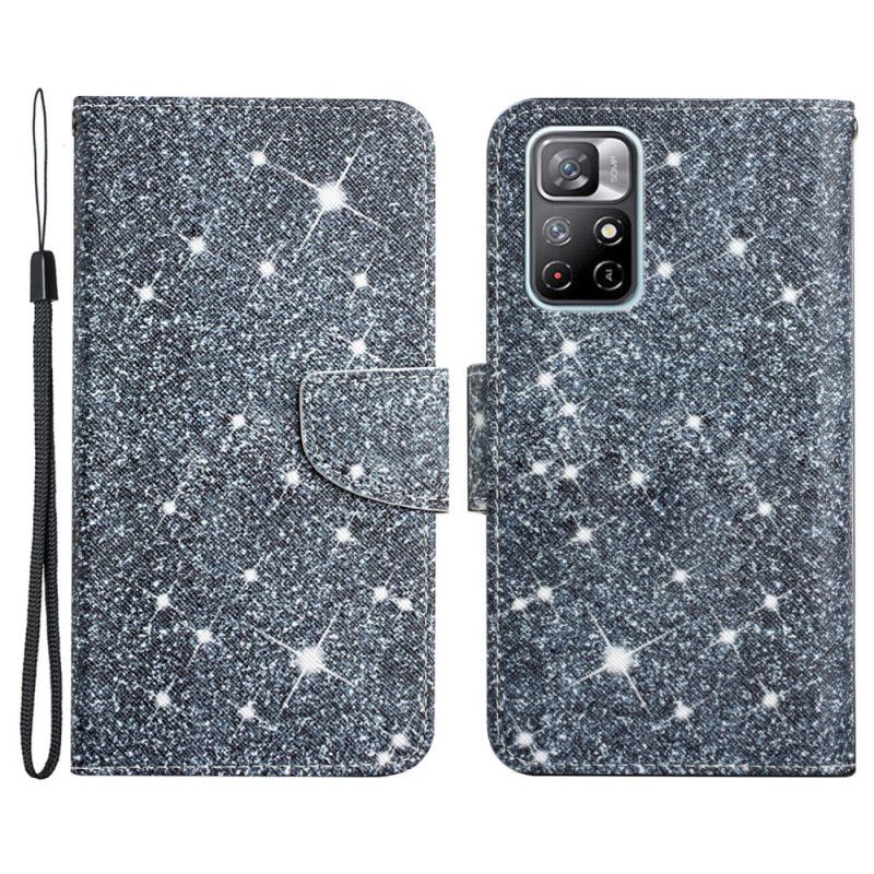 Läderfodral Xiaomi Redmi Note 11 / Poco M4 Pro 5g Telefonfodral Glitter Strappy