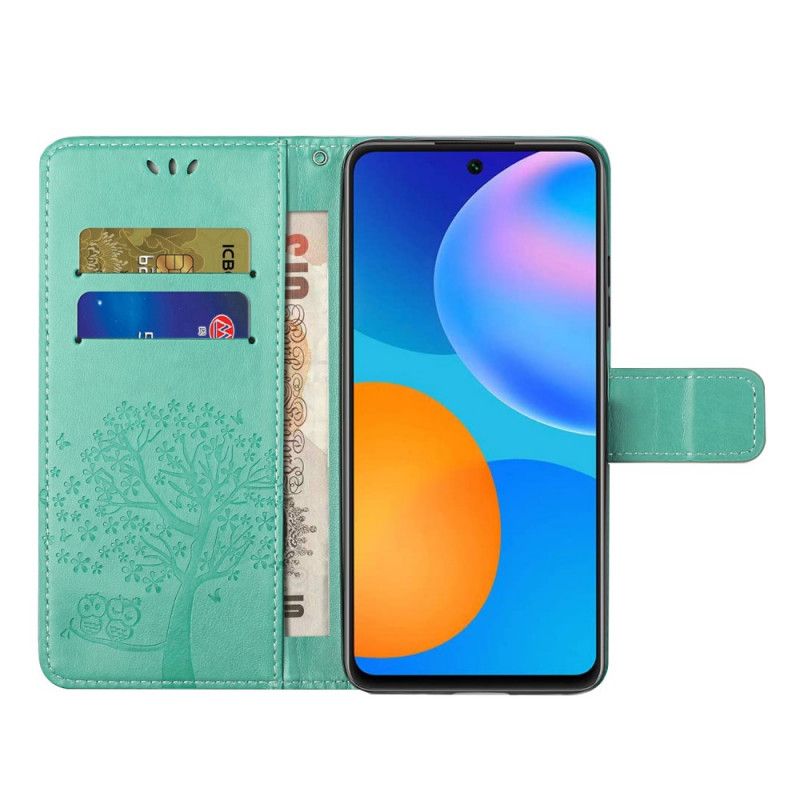 Läderfodral Xiaomi Redmi Note 11 / Poco M4 Pro 5g Telefonfodral Stringträd Och Ugglor