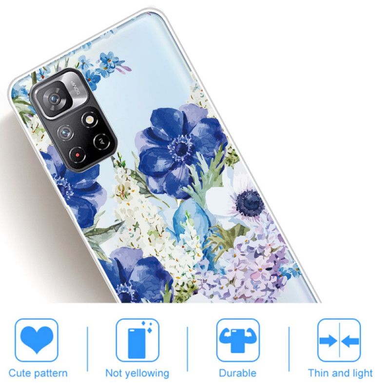 Skal Xiaomi Redmi Note 11 / Poco M4 Pro 5g Telefonfodral Blå Blommor Akvarell