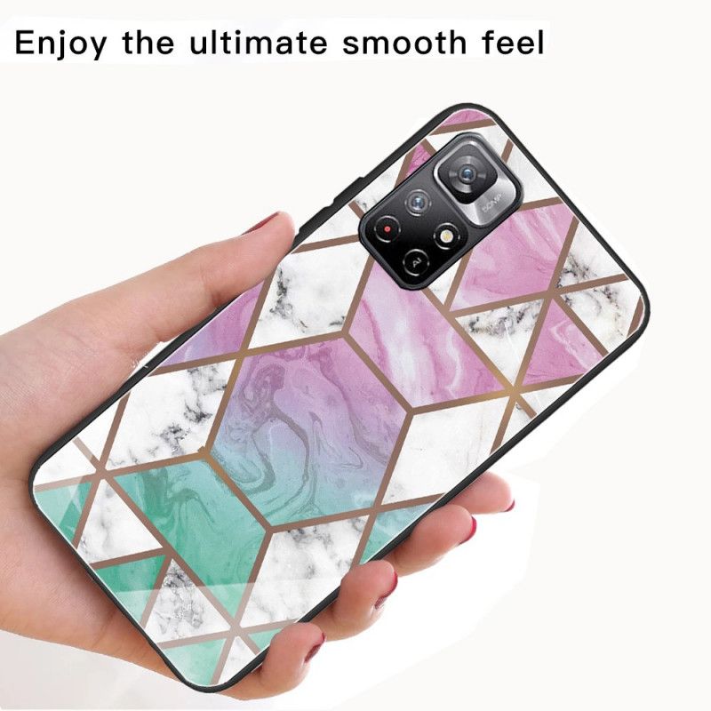 Skal Xiaomi Redmi Note 11 / Poco M4 Pro 5g Telefonfodral Geometriskt Marmor Härdat Glas