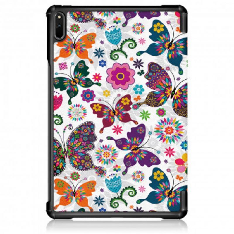 Smart Case Huawei Matepad 11 (2021) Förstärkta Retrofjärilar Och Blommor