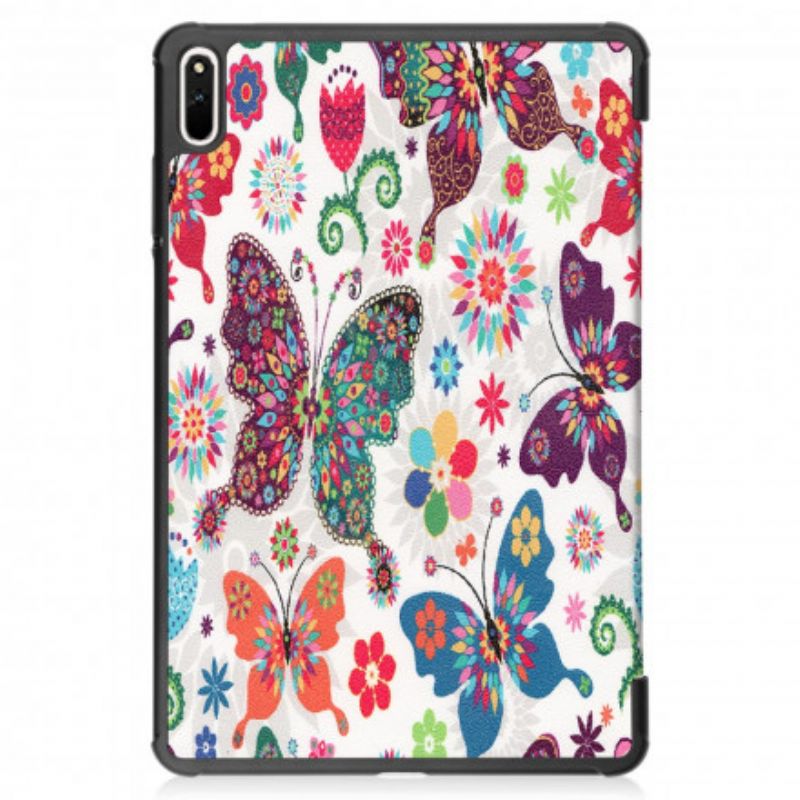 Smart Case Huawei Matepad 11 (2021) Retro Fjärilar Och Blommor