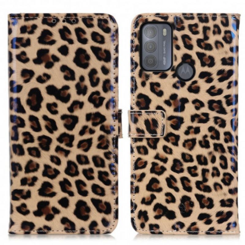 Läderskal Fodral Moto G50 Leopard