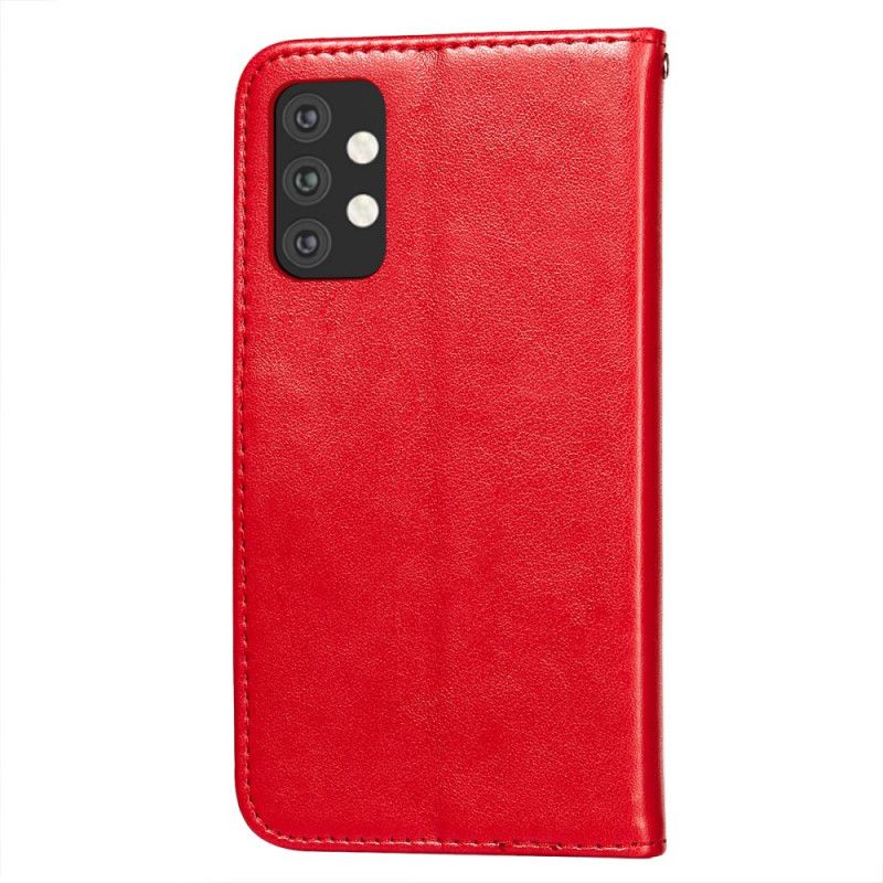 Fodral Samsung Galaxy A32 5G Röd Blomma Broderitryck