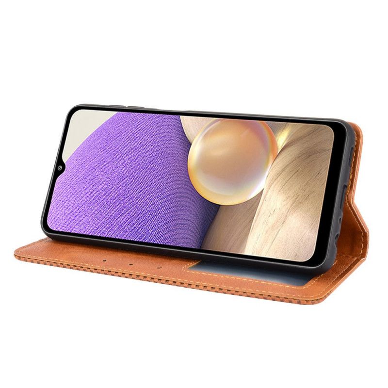 Folio-fodral Samsung Galaxy A32 5G Svart Stiliserad Vintage Lädereffekt