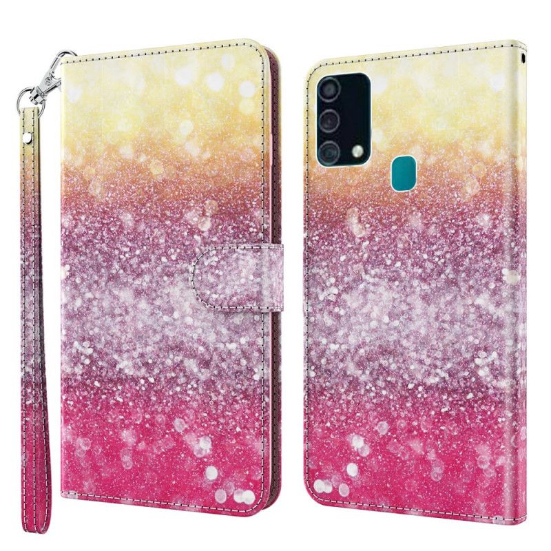 Läderfodral Samsung Galaxy A32 5G Mobilskal Ljusfläck Magenta Glitter