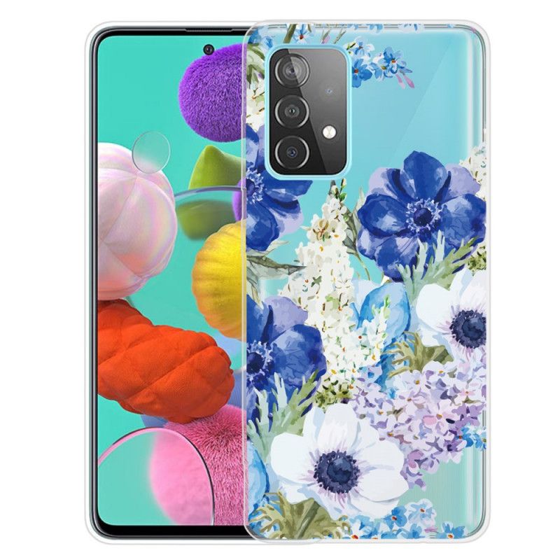 Skal för Samsung Galaxy A32 5G Akvarellblå Blommor