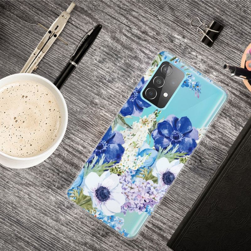 Skal för Samsung Galaxy A32 5G Akvarellblå Blommor