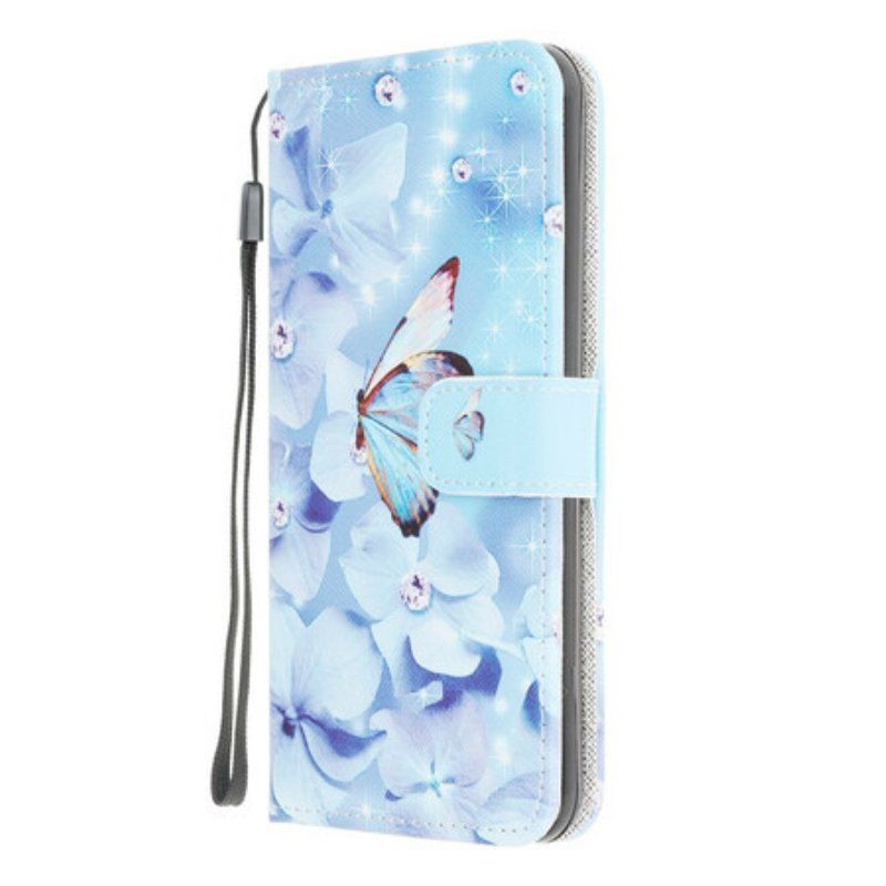 Fodral Samsung Galaxy M12 / A12 Med Kedjar Strappy Diamond Butterflies