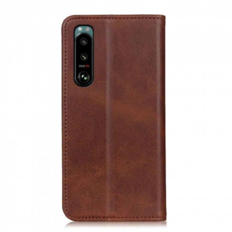 Folio-fodral Sony Xperia 5 Iii Telefonfodral Split Leather Elegance