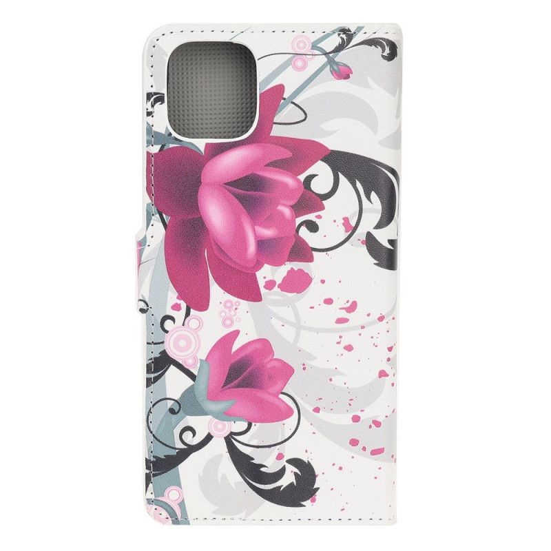 Fodral iPhone 12 / 12 Pro Magenta Tropiska Blommor