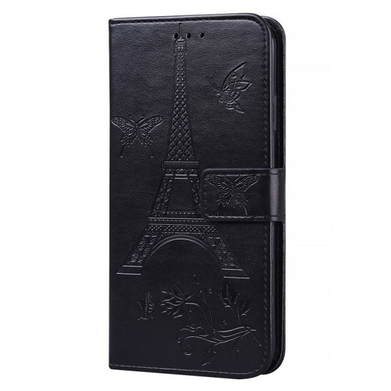Fodral iPhone 12 / 12 Pro Svart Eiffeltornets Läderstil