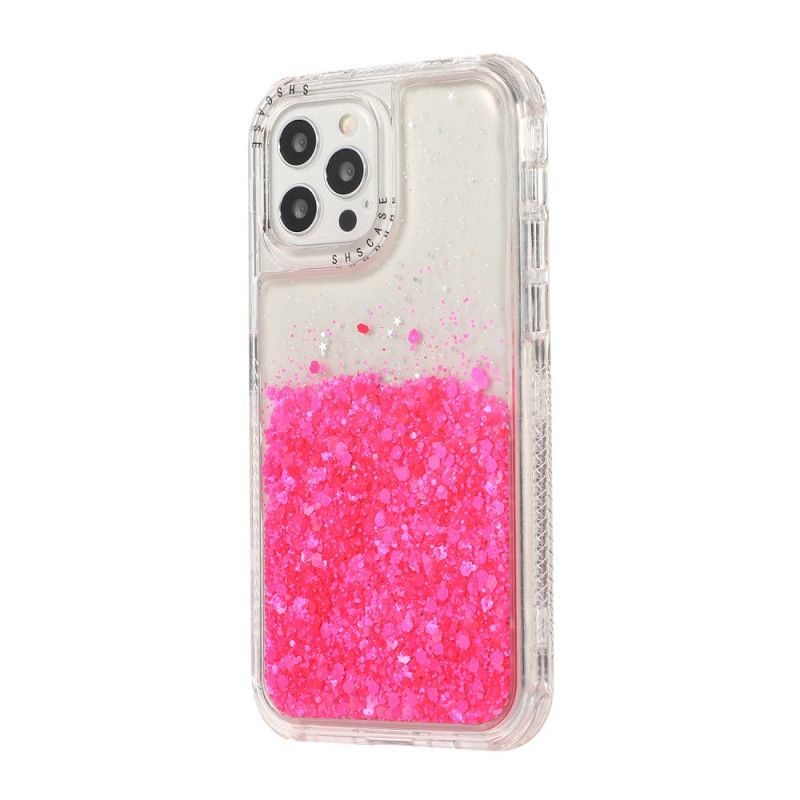 Skal iPhone 12 / 12 Pro Magenta Glitterpulver