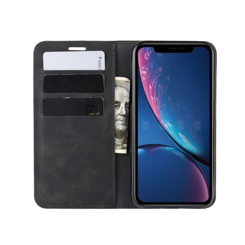 Folio-fodral iPhone XR Svart Mjuk Lädereffekt