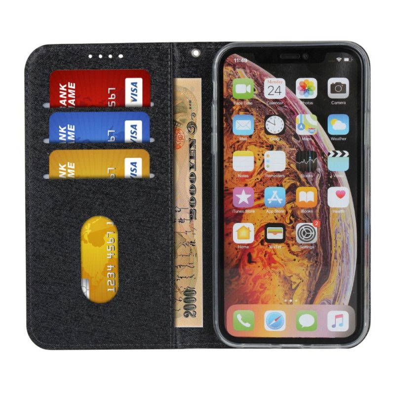 Folio-fodral iPhone XR Svart Mobilskal Mjukt Läderstil Med Rem