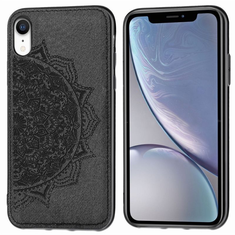 Skal för iPhone XR Grå Tyg Och Mandala Konsistens