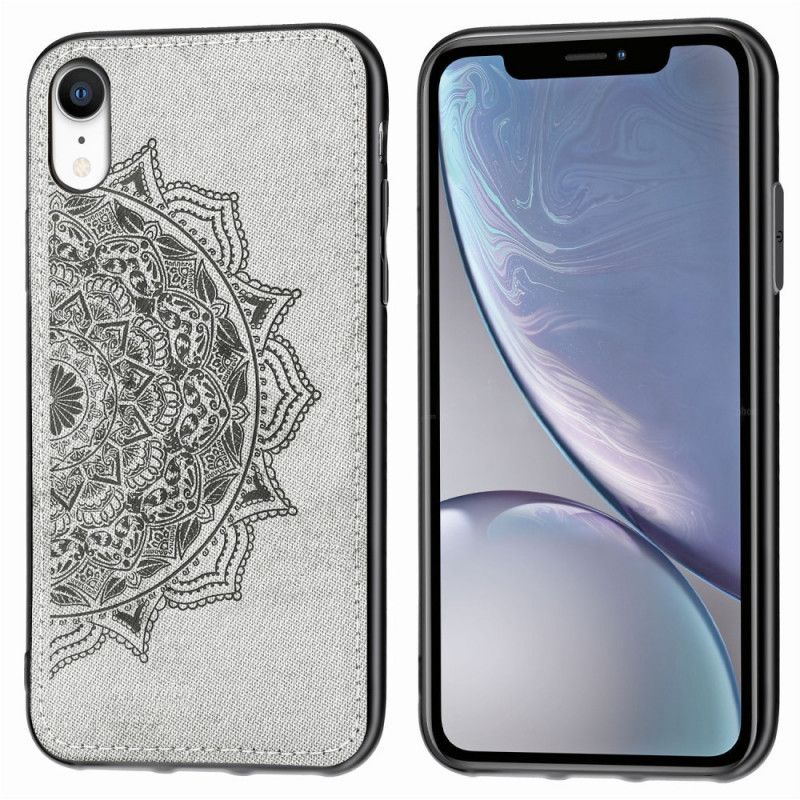 Skal för iPhone XR Grå Tyg Och Mandala Konsistens