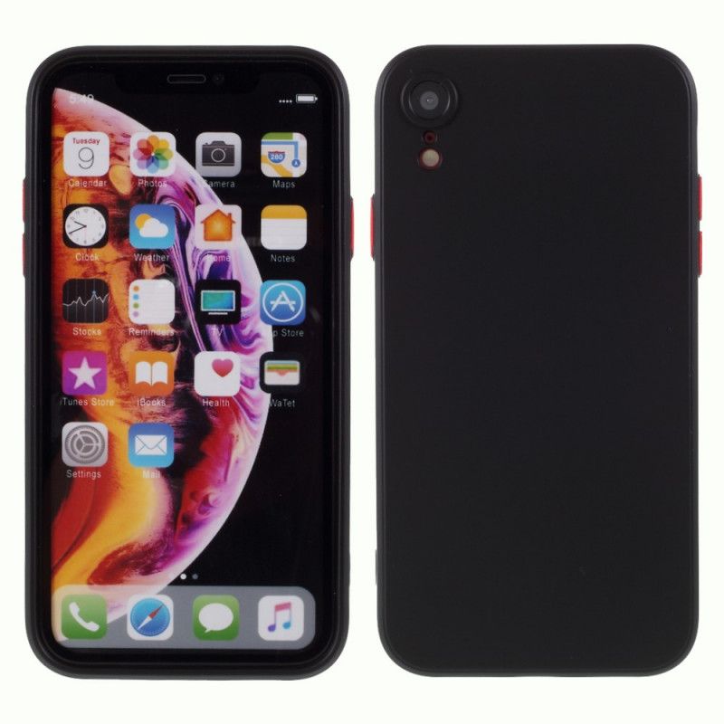 Skal för iPhone XR Svart Flexibel Silikonfärgad Knapp