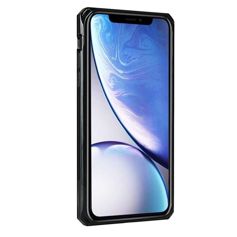 Skal för iPhone XR Svart Korthållare I Äkta Läder Och Snodd