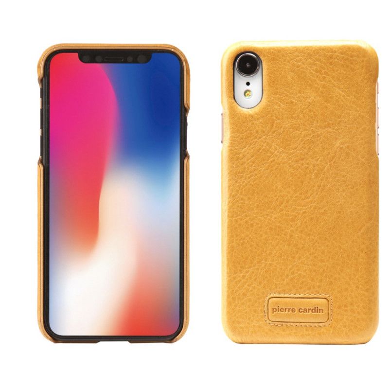 Skal iPhone XR Röd Äkta Litchiläder Från Pierre Cardin